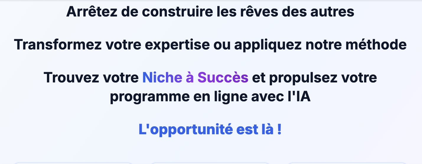 Arrêtez de construire les rêves des autres - Transformez votre expertise - Trouvez votre Niche à Succès - L'opportunité est là